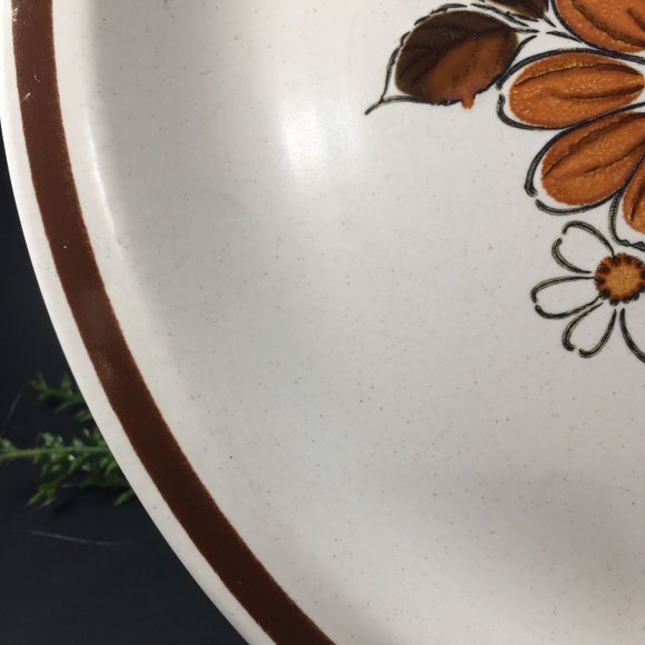 Pleasant Grove Chop Plate Platter Woodhaven Collection Brown Yellow Flowers - Picture 3 of 6